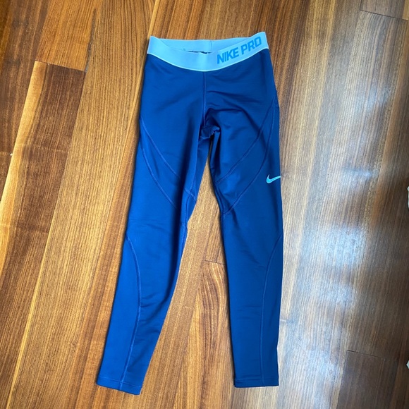 Nike Other - Nike pro hyperwarm blue leggings